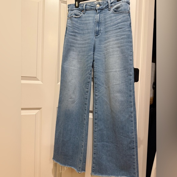 Paige Anessa High Waist Raw Hem Wide Leg Jeans in Color Mesmerize 29 - Picture 6 of 9
